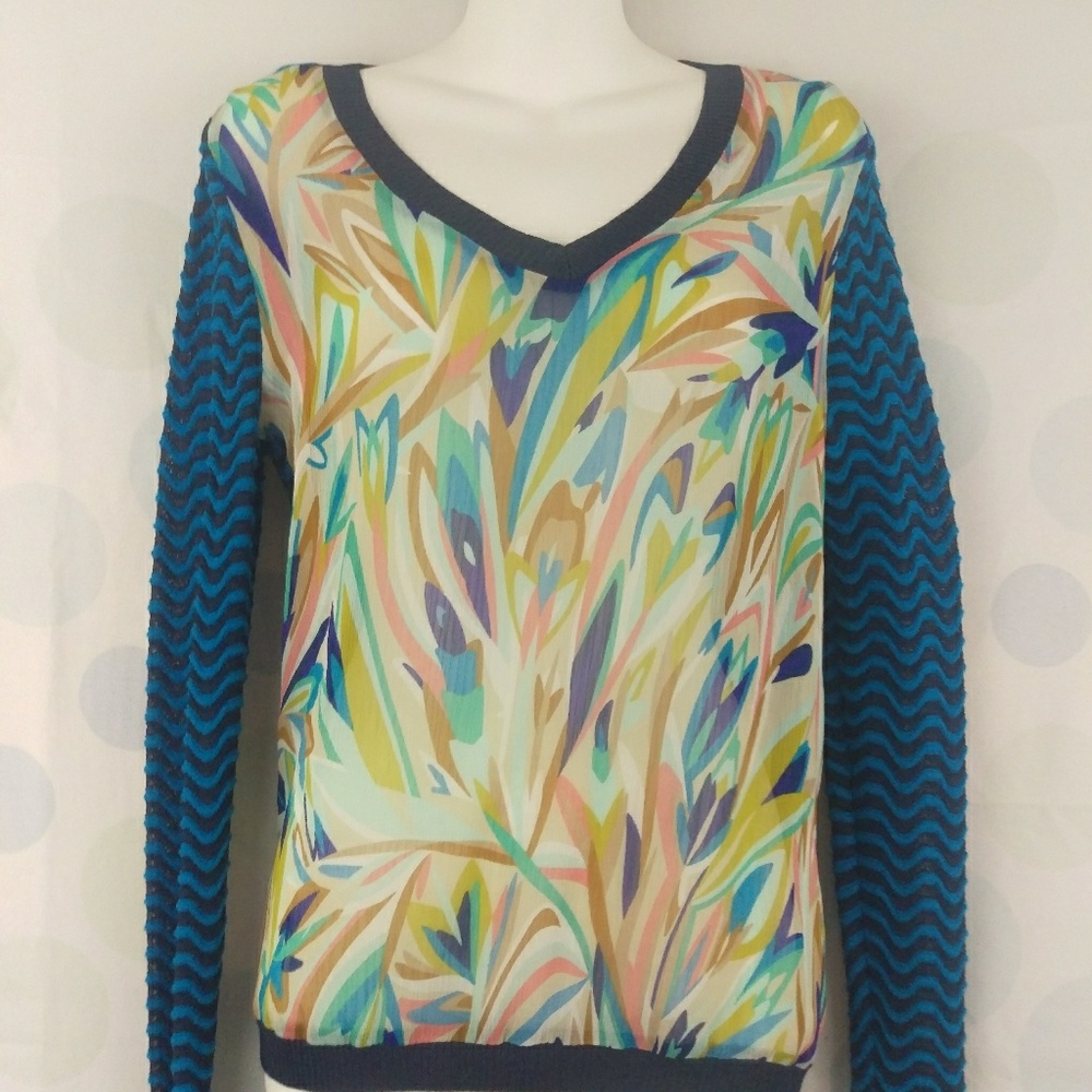 Missoni for Target Small Blue Floral Chevron Top